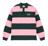 ワンダービジター(WONDER VISITOR)  Logo striped polo [Green/Pink]