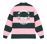 ワンダービジター(WONDER VISITOR)  Logo striped polo [Green/Pink]