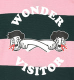 ワンダービジター(WONDER VISITOR)  Logo striped polo [Green/Pink]