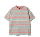 ダブルユーブイプロジェクト(WV PROJECT) NOISY STRIPE SHORT SLEEVE T-SHIRT CORAL MJST7382