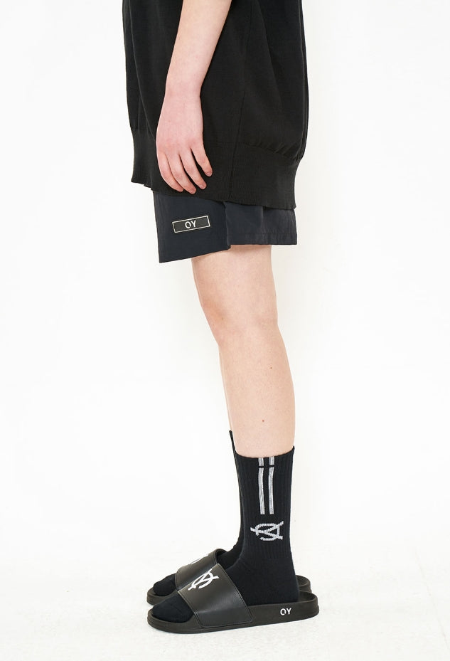 オーワイ(OY) LOGO LINE SOCKS-BLACK