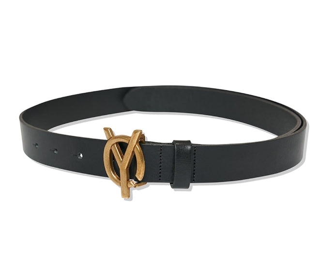 オーワイ(OY)  LOGO LEATHER BELT-GOLD