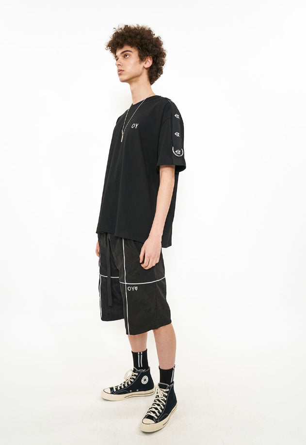 オーワイ(OY)  REFLECTIVE METAL WIDE PANTS-BLACK