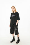 オーワイ(OY)  REFLECTIVE METAL WIDE PANTS-BLACK