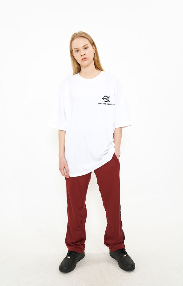オーワイ(OY) LOGO TAPE RING TRACK PANTS-BURGUNDY
