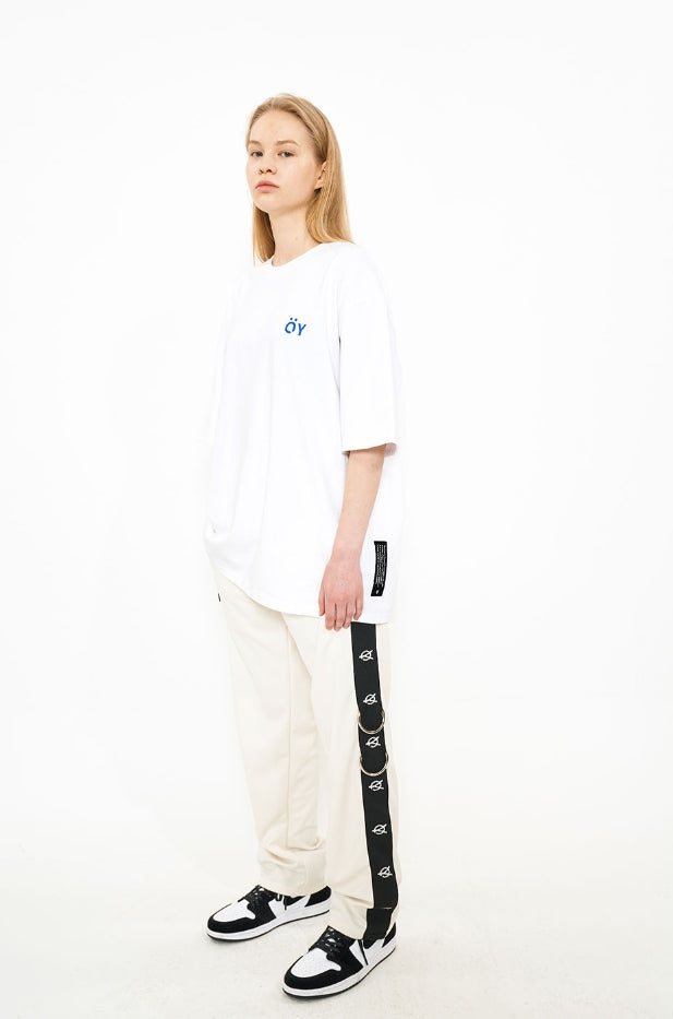 オーワイ(OY)  LOGO TAPE RING TRACK PANTS-CREAM