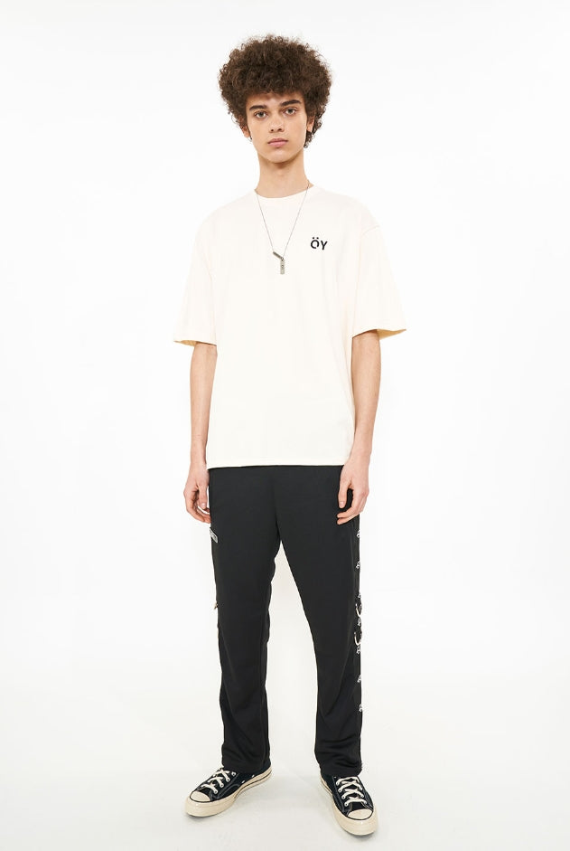 オーワイ(OY)  LOGO TAPE RING TRACK PANTS-BLACK