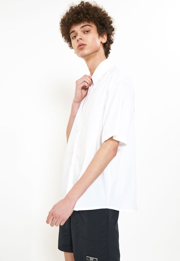 オーワイ(OY) BACK BUTTON HALF SHIRTS-WHITE