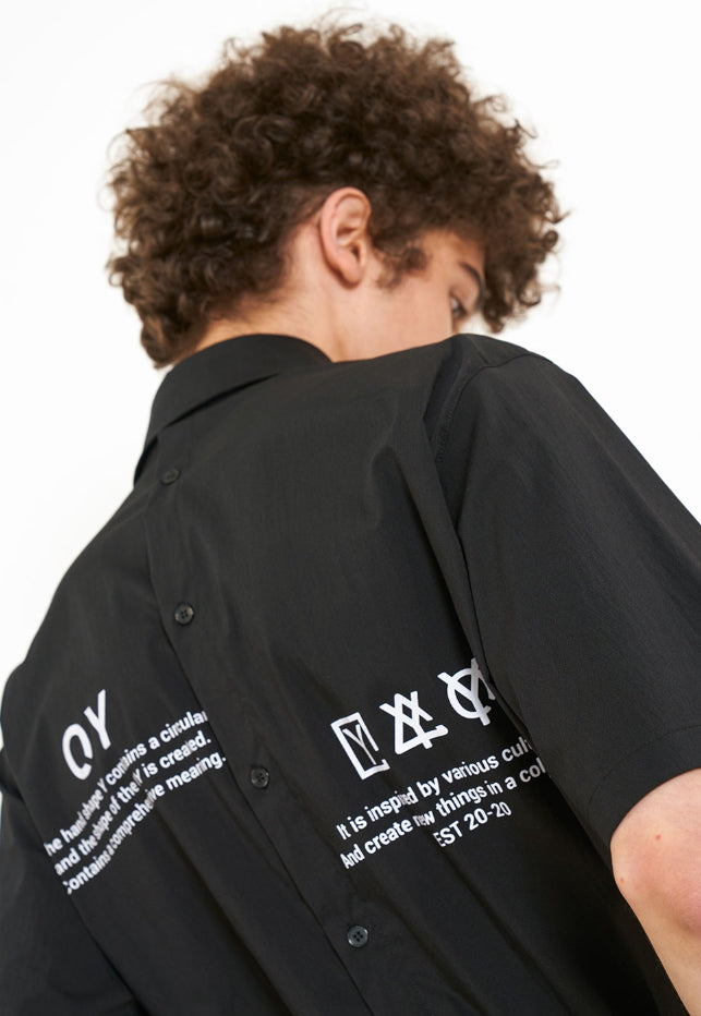 オーワイ(OY) BACK BUTTON HALF SHIRTS-BLACK