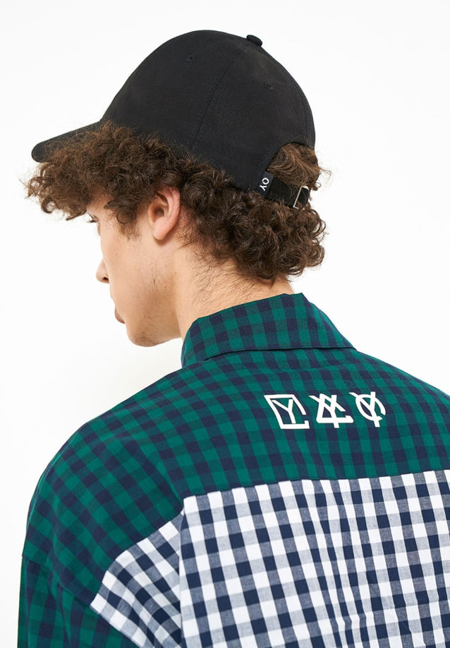 オーワイ(OY) MIX CHECK SHIRTS-NAVY/GREEN