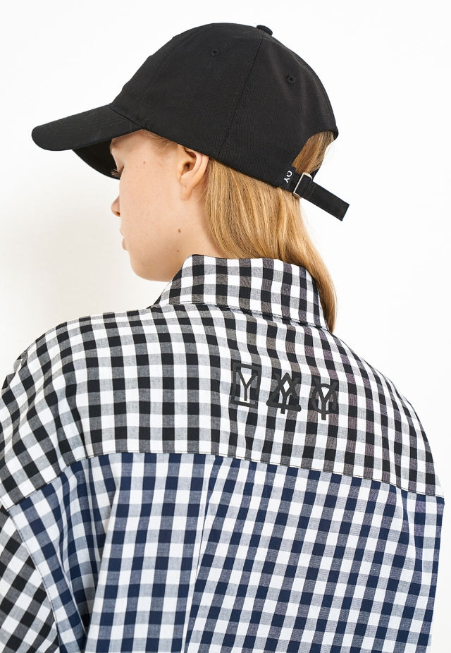 オーワイ(OY) MIX CHECK SHIRTS-NAVY/BLACK