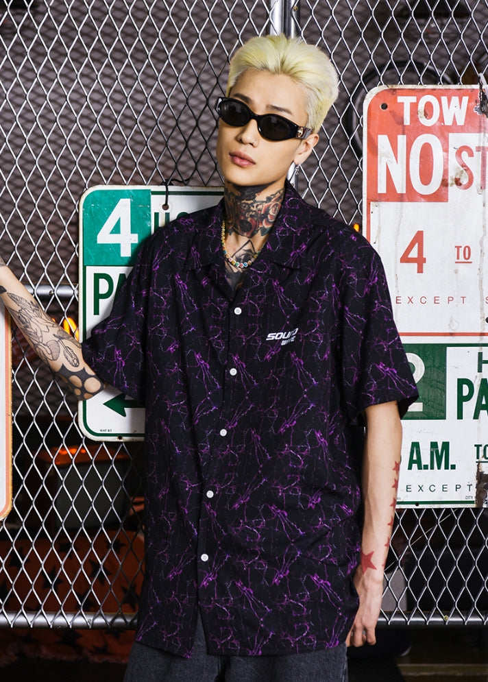 シディスコンマ(SHETHISCOMMA) SOUND WAVE SHIRTS(PURPLE)