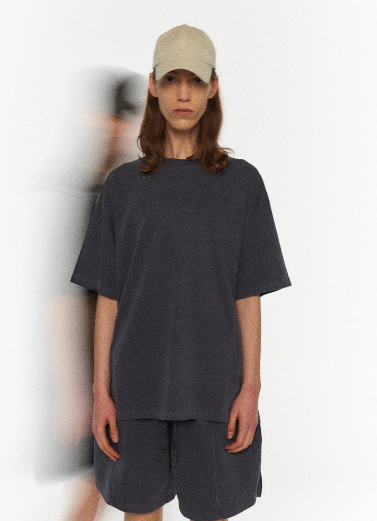 オベルー(OVERR) 20SU PIGMENT NAVY SIDE DETAIL T-SHIRTS