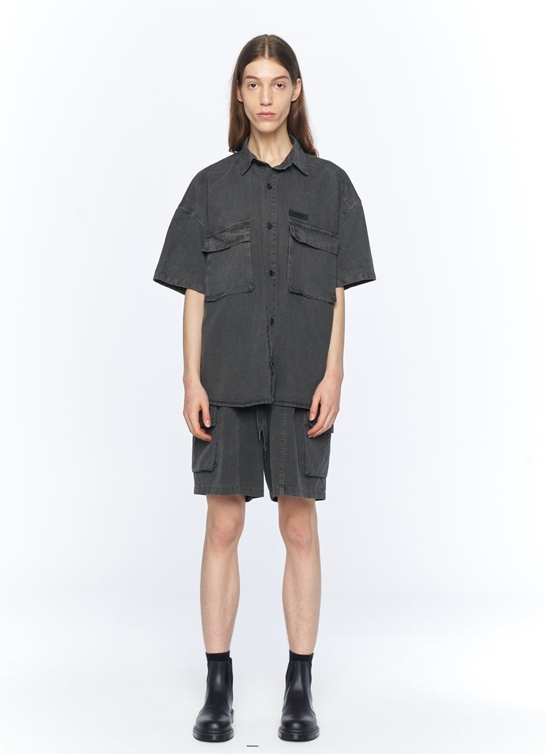 オベルー(OVERR) 20SU PIGMENT CHARCOAL 1/2 SHIRTS