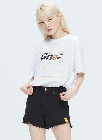 ROMANTIC CROWN(ロマンティック クラウン) GNAC FRAME LOGO TEE_WHITE