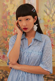 オクトーバーサード(Oct.3) Knit Ribbon Half Shirt [Blue]