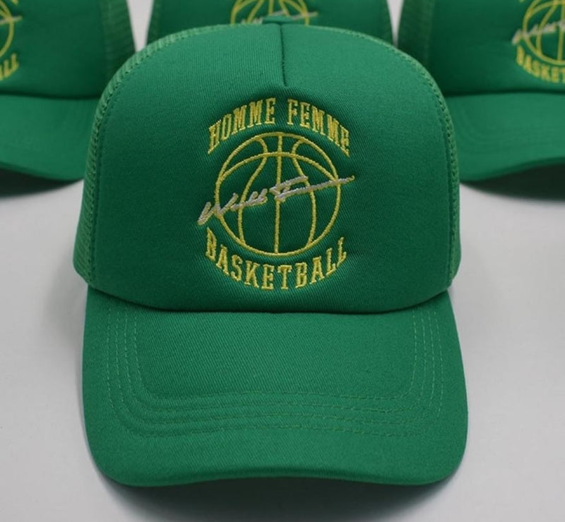 HOMME PLUS FAMME (オムファム) VINTAGE BASKETBALL TRUCKER HAT GREEN