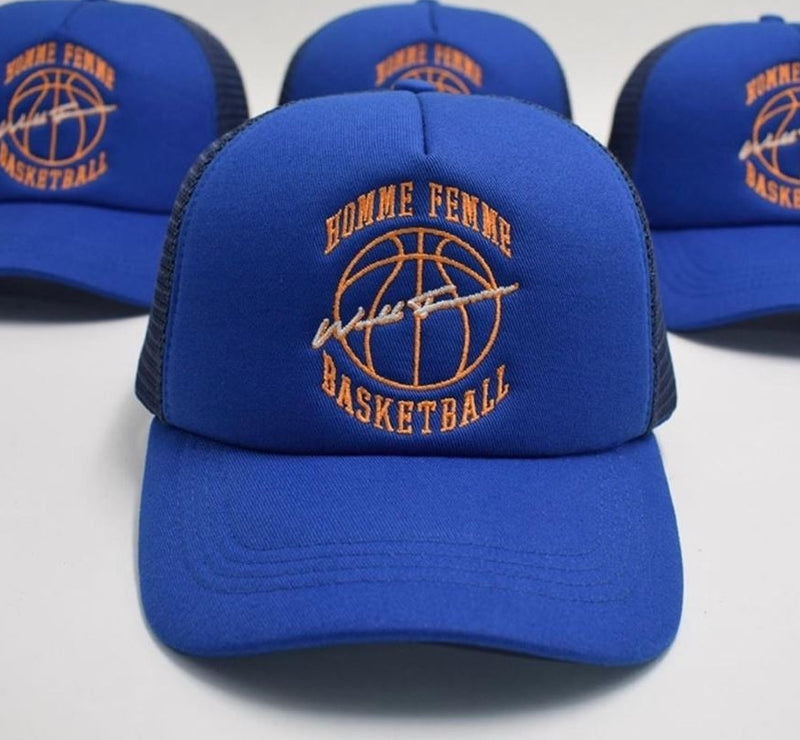 HOMME PLUS FAMME (オムファム) VINTAGE BASKETBALL TRUCKER HAT ROYAL
