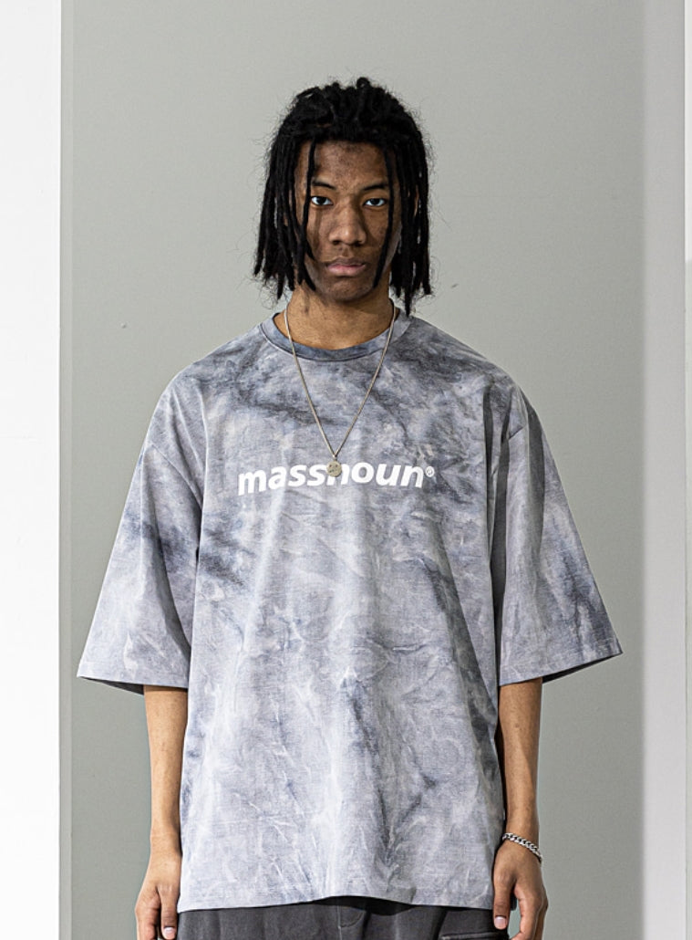 マスノウン(MASSNOUN) SL LOGO TIE-DYE OVERSIZED T-SHIRTS MSNTS009-GY