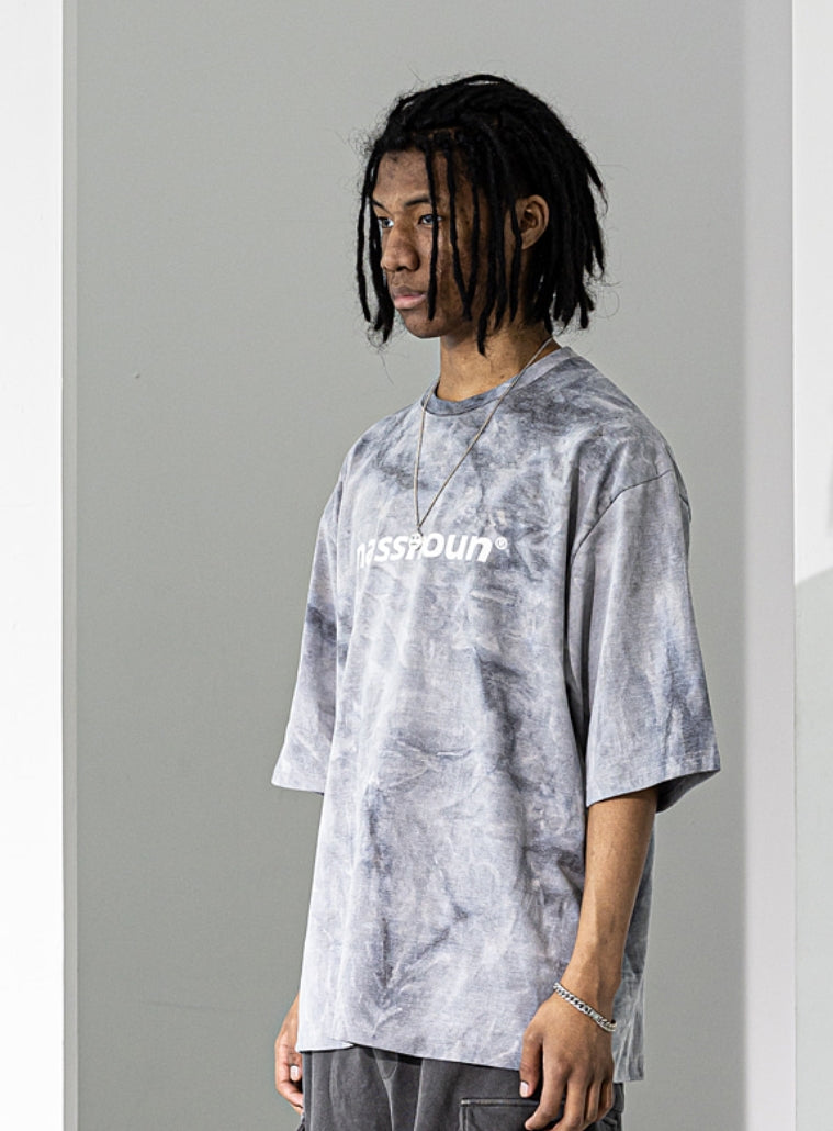 マスノウン(MASSNOUN) SL LOGO TIE-DYE OVERSIZED T-SHIRTS MSNTS009-GY