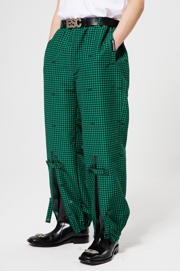 イーエスシースタジオ(ESC STUDIO)  Check printing jogger pants (green)