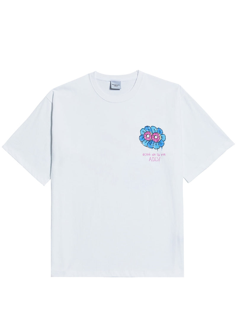 アクメドラビ(acme' de la vie) ADLV DONUT FLOWER GRAFFITI SHORT SLEEVE T-SHIRT WHITE
