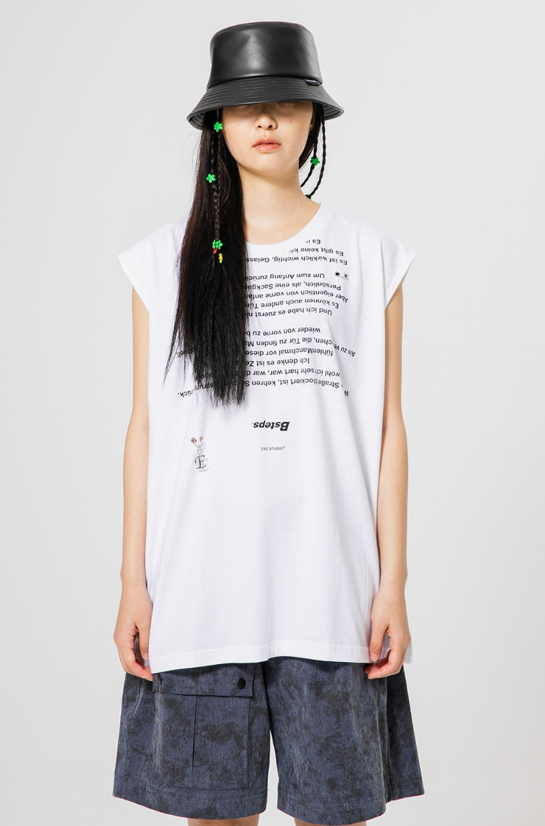 イーエスシースタジオ(ESC STUDIO)  Lettering sleevess(white)