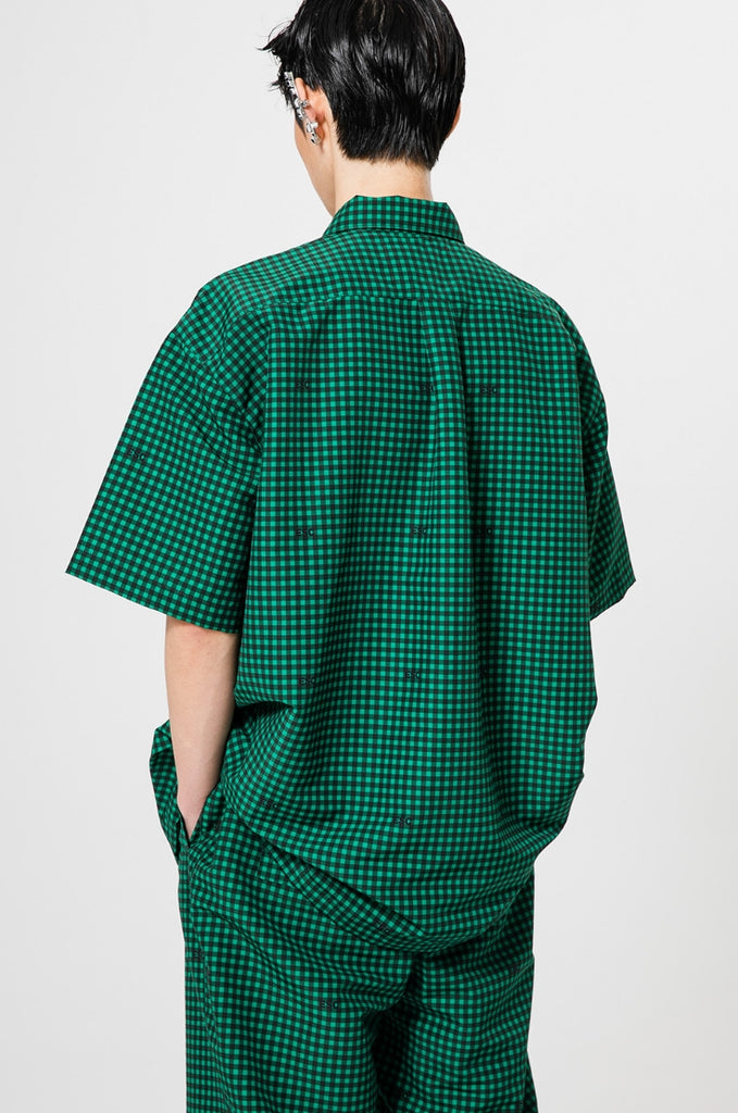 イーエスシースタジオ(ESC STUDIO)  Check printing shirt (green)