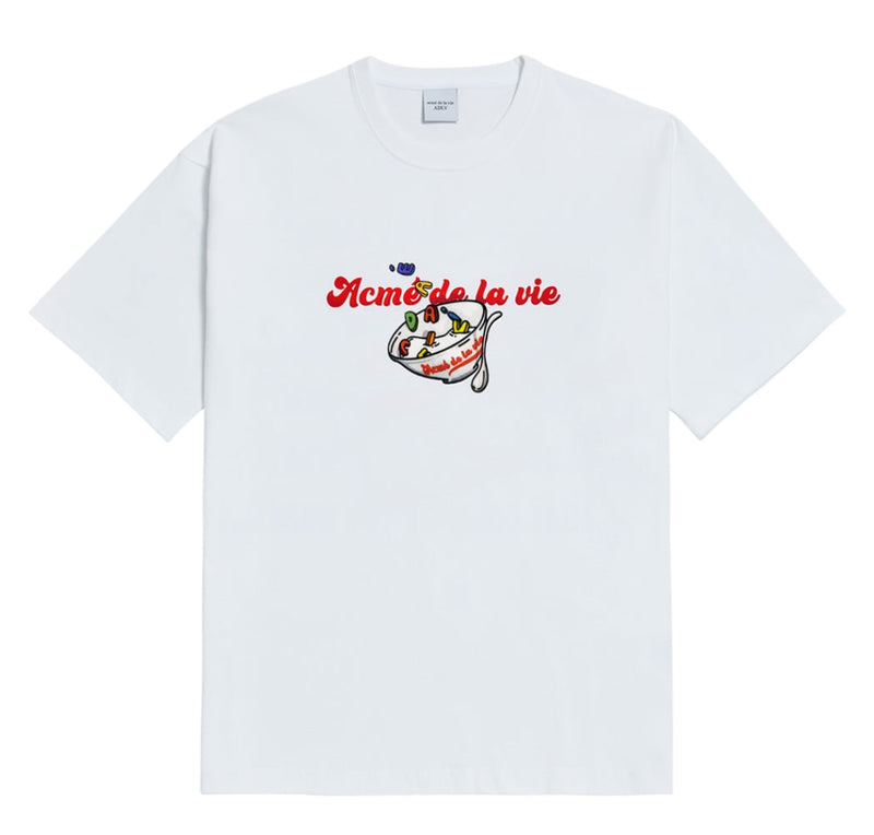 アクメドラビ(acme' de la vie) CEREALS LOGO SHORT SLEEVE T-SHIRT WHITE