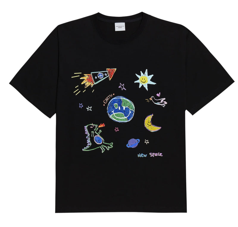 アクメドラビ(acme' de la vie) CRAYON LOGO SHORT SLEEVE T-SHIRT BLACK
