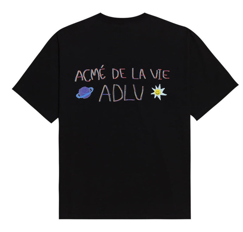 アクメドラビ(acme' de la vie) CRAYON LOGO SHORT SLEEVE T-SHIRT BLACK