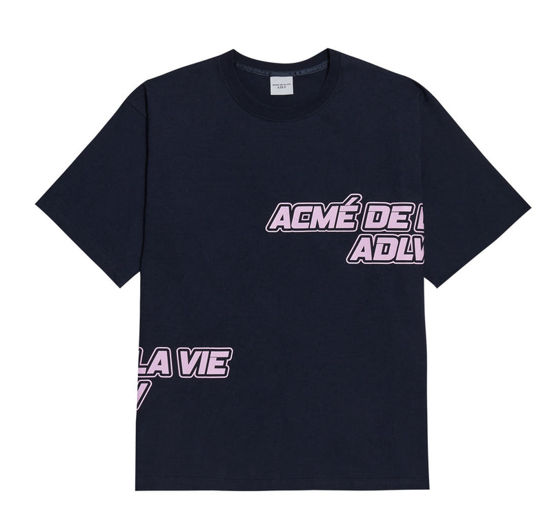 アクメドラビ(acme' de la vie) OUTLINE V LOGO SHORT SLEEVE T-SHIRT NAVY