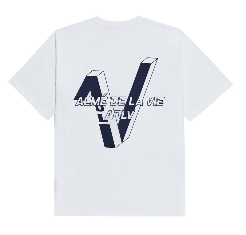アクメドラビ(acme' de la vie)  OUTLINE V LOGO SHORT SLEEVE T-SHIRT WHITE