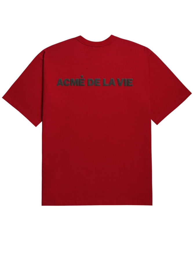 アクメドラビ(acme' de la vie) BIG LOGO EMBO SHORT SLEEVE T-SHIRT DARK RED