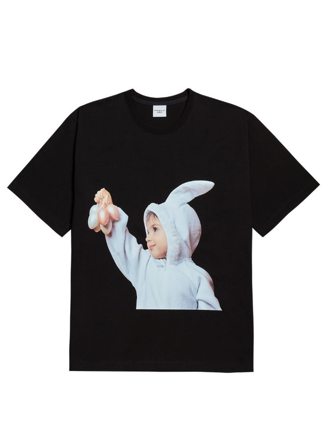 アクメドラビ(acme' de la vie) ADLV BABY FACE SHORT SLEEVE T-SHIRT BLACK RABBIT