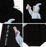 アクメドラビ(acme' de la vie) ADLV BABY FACE HOODIE BLACK RABBIT