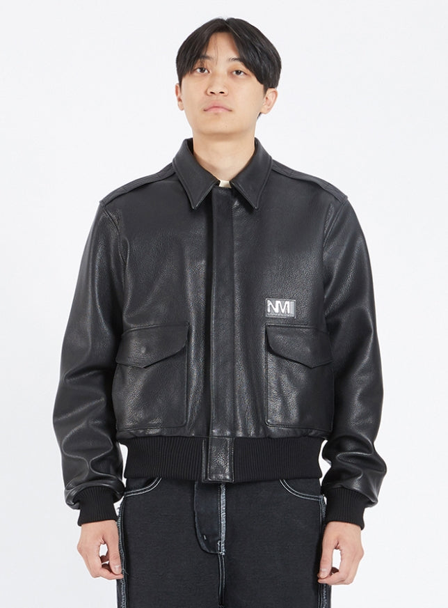 NOMANUAL(ノーマニュアル) NM A-2 LEATHER JACKET - BLACK