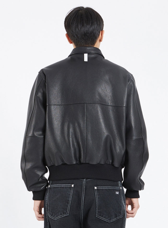 NOMANUAL(ノーマニュアル) NM A-2 LEATHER JACKET - BLACK