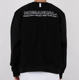 NOMANUAL(ノーマニュアル) REVERSED SLOGAN SWEAT SHIRT - BLACK