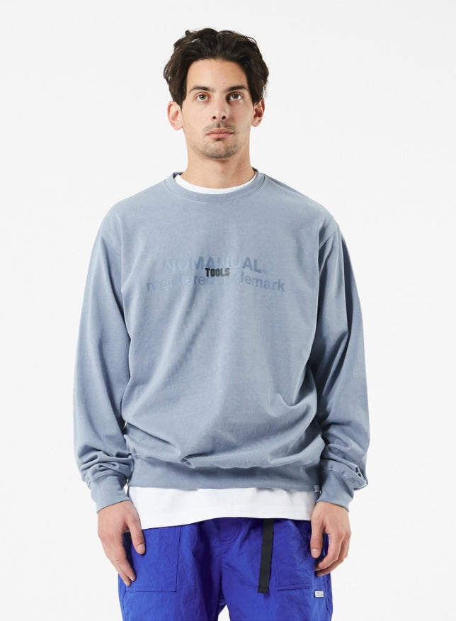NOMANUAL(ノーマニュアル) TOOLS LONG SLEEVE TEE - BLUE GRAY
