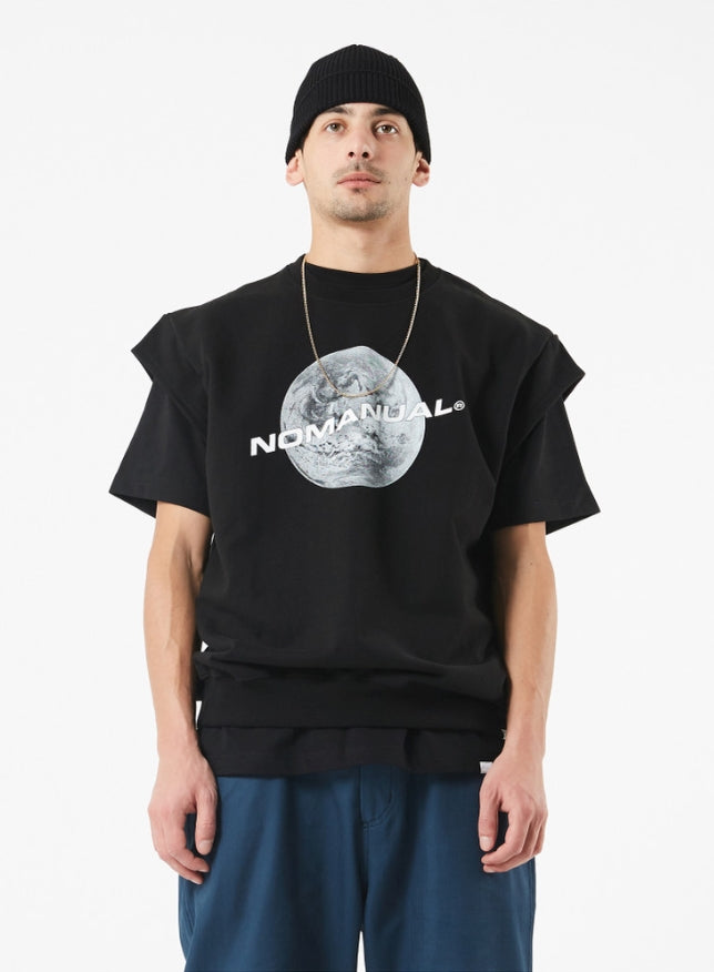 NOMANUAL(ノーマニュアル) NM SLEEVELESS SWEATSHIRT - BLACK