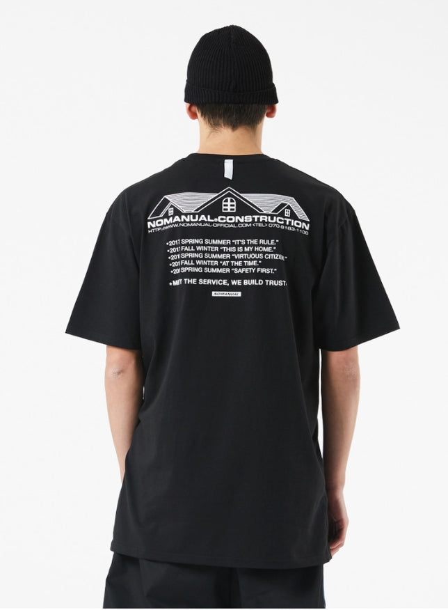 NOMANUAL(ノーマニュアル) NM CONSTRUCTION T-SHIRT - BLACK