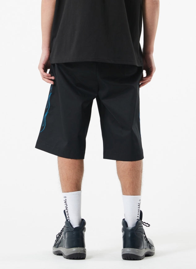 NOMANUAL(ノーマニュアル) FLAME CHOLO SHORTS - BLACK