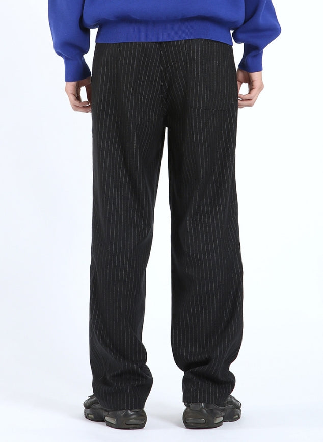 NOMANUAL(ノーマニュアル) STRIPED TUCK PANTS - BLACK