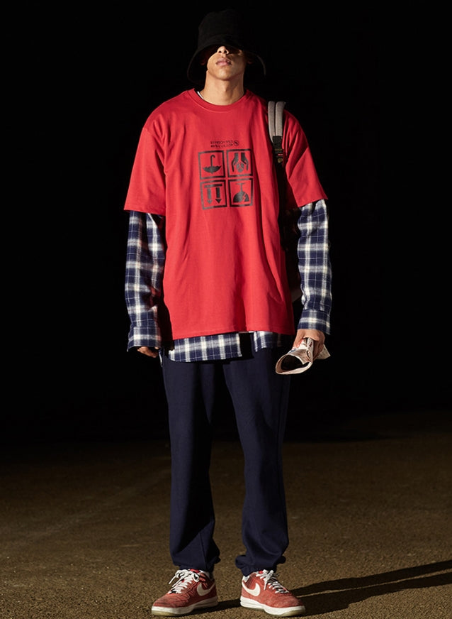 NOMANUAL(ノーマニュアル) FRAGILE T-SHIRT - RED