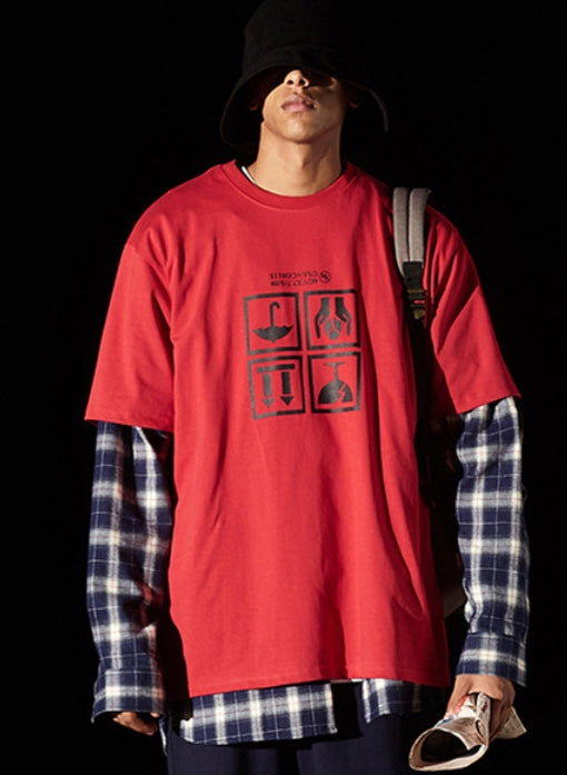 NOMANUAL(ノーマニュアル) FRAGILE T-SHIRT - RED