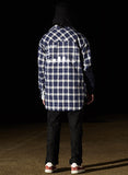 NOMANUAL(ノーマニュアル) SPONSOR LONG CHECK SHIRT - NAVY