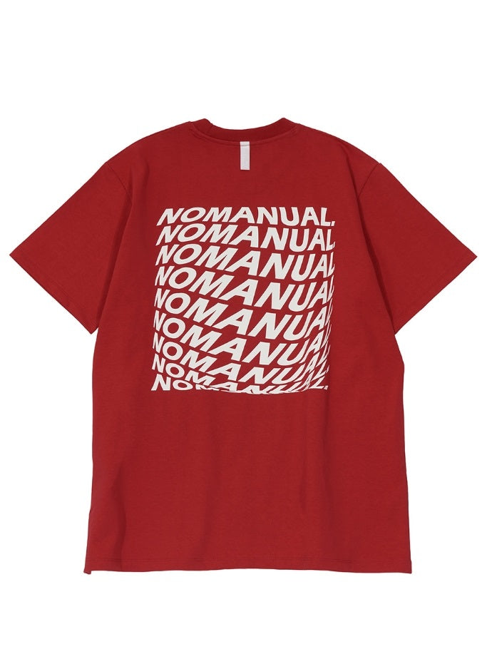 NOMANUAL(ノーマニュアル) SQUARE GRAPHIC T-SHIRT - RED