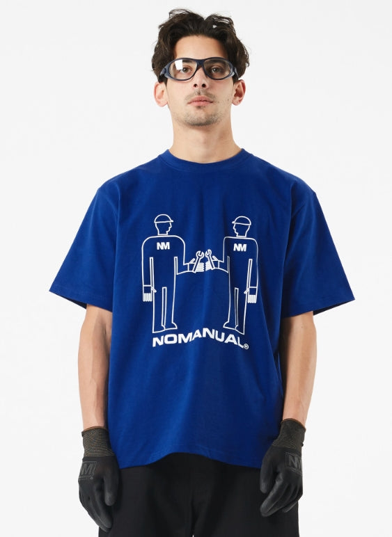 NOMANUAL(ノーマニュアル) REPAIRMAN T-SHIRT - BLUE