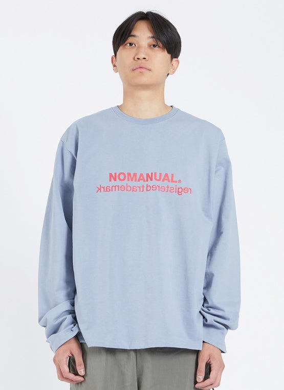 NOMANUAL(ノーマニュアル) BIG LOGO LONG SLEEVE TEE - SKY